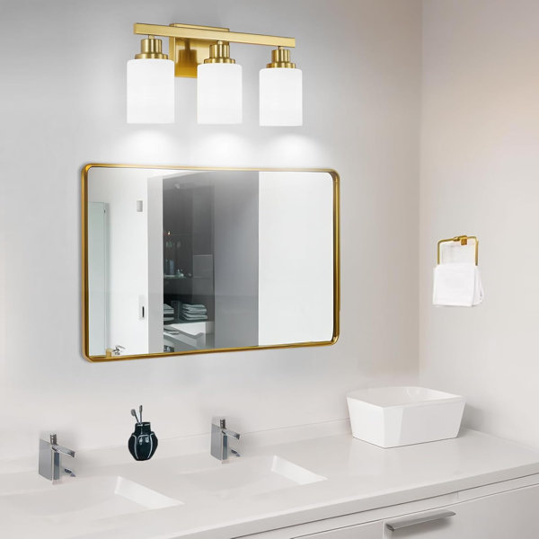 AUGE LIGHT 3-Light Gold Bathroom Vanity Light With S19 Bulbs - Modern Wall Sconce